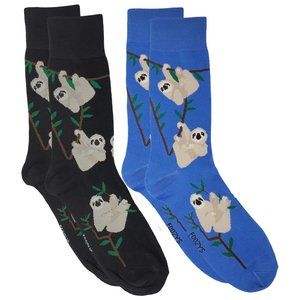 Sloth Lazy Hanging Slow Sloths Treetops Adorable Furry Animal 2 Pairs Mens Socks